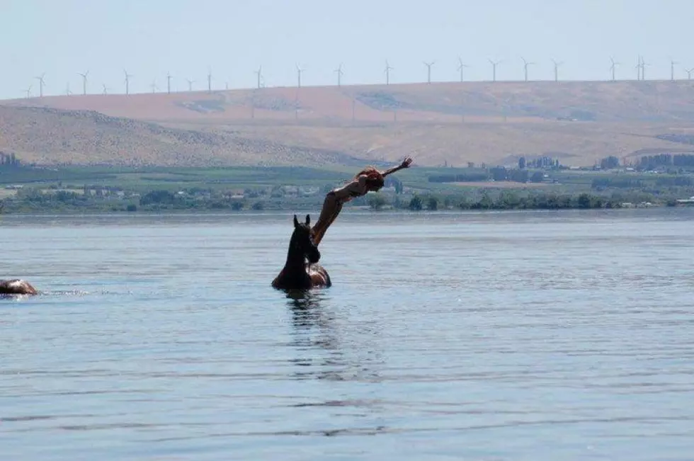 Faith Martin In Her Bikini Diving Off Her Horse!!!
